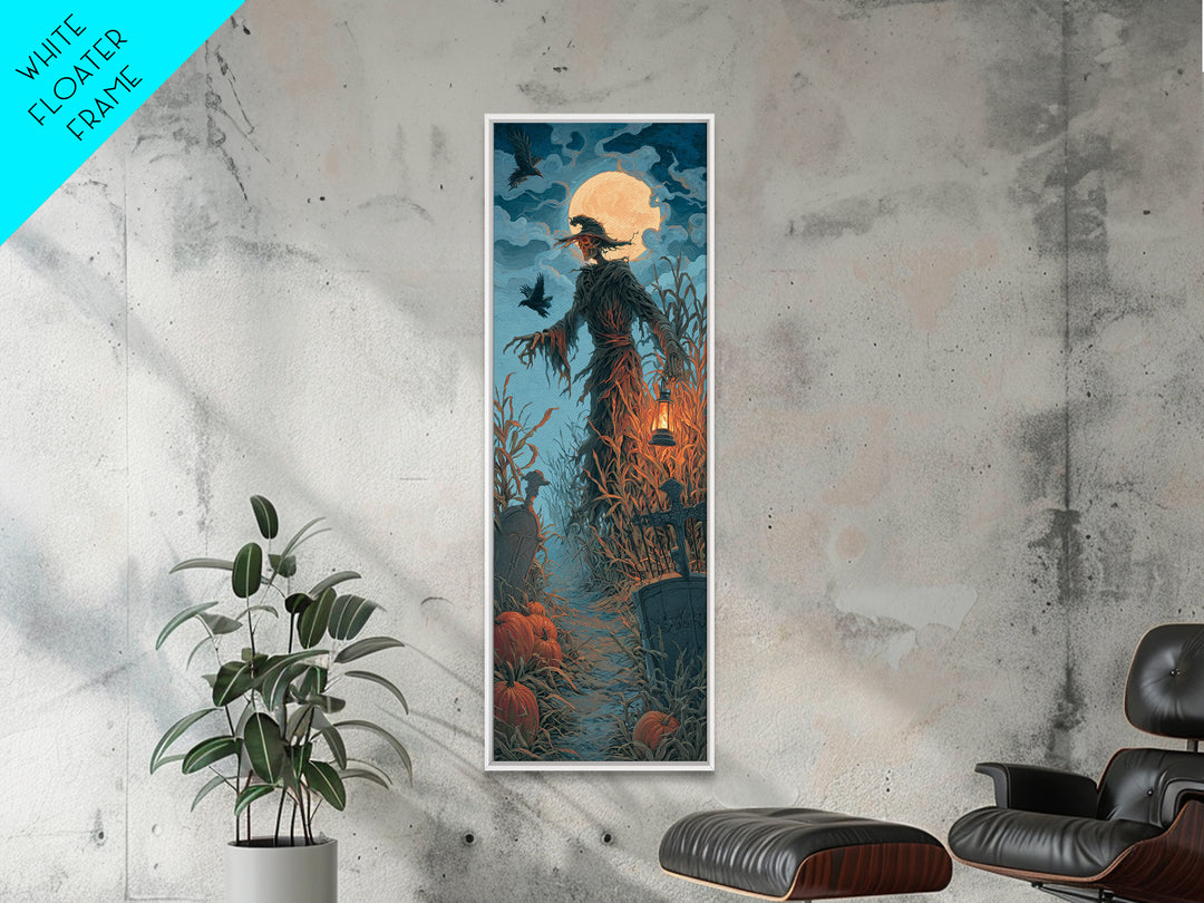 The Harvest Demon, Tall Narrow Wall Art, Gothic Horror Wall Art, Framed Canvas Print, Halloween Wall Decor, Gothic Home Decor