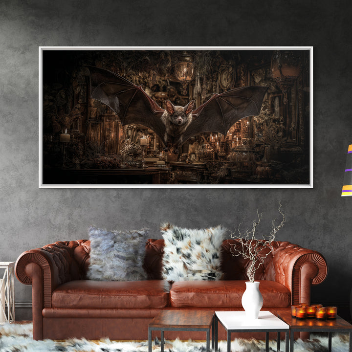 The Bat-Winged Imp, Wide Panoramic Art, Dark Fantasy Wall Art, Canvas Print, Halloween Wall Decor, Gothic Home Decor, Halloween Decor