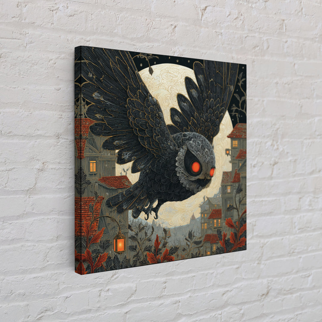 The Red-Eyed Moth Creature, Square Wall Art, Dark Halloween Decor, Canvas Print, Halloween Wall Decor, Gothic Home Decor, Macabre Wall Art
