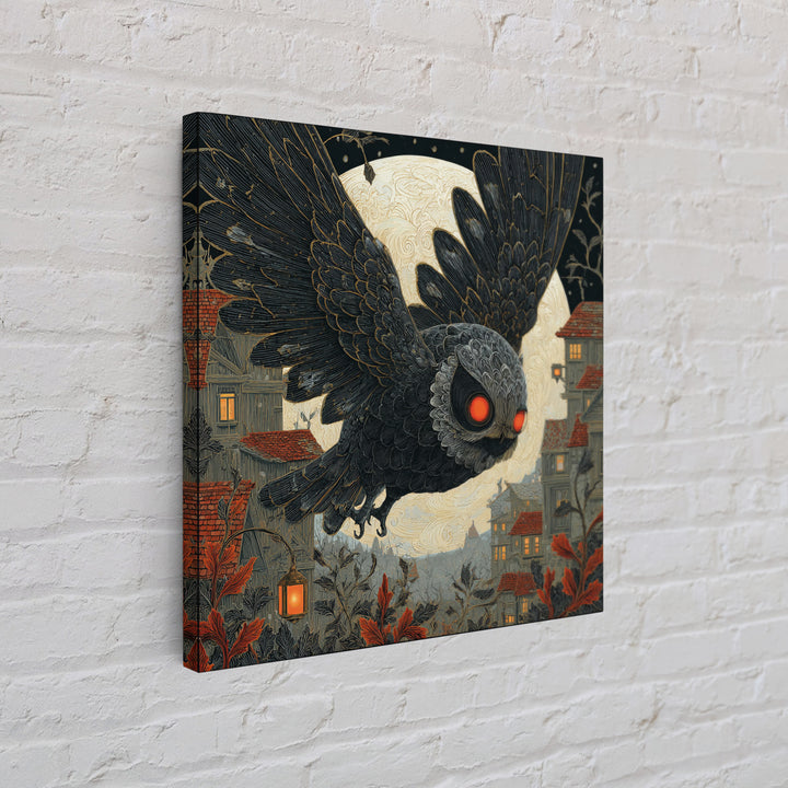 The Red-Eyed Moth Creature, Square Wall Art, Dark Halloween Decor, Canvas Print, Halloween Wall Decor, Gothic Home Decor, Macabre Wall Art