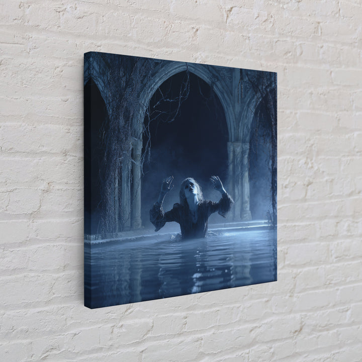 The Lake Phantom, Square Wall Art, Dark Fantasy Wall Art, Canvas Print, Halloween Wall Decor, Gothic Home Decor, Dark Fantasy Art