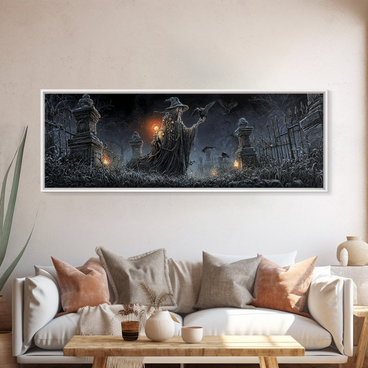 The Salt-Marsh Witch, Extra Wide Wall Art, Haunted Gothic Art, Framed Canvas Print, Halloween Wall Decor, Gothic Home Decor, Halloween Decor