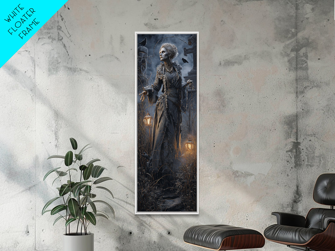 The Salt-Marsh Witch, Tall Narrow Wall Art, Macabre Wall Art, Framed Canvas Print, Halloween Wall Decor, Gothic Home Decor, Horror Wall Art