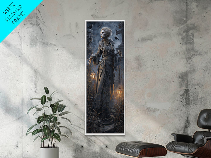 The Salt-Marsh Witch, Tall Narrow Wall Art, Macabre Wall Art, Framed Canvas Print, Halloween Wall Decor, Gothic Home Decor, Horror Wall Art