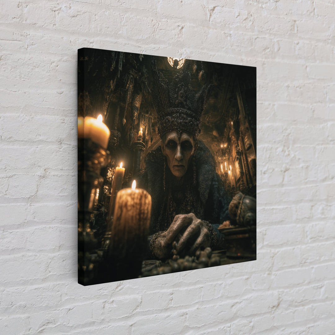 The Cave Oracle, Square Wall Art, Macabre Wall Art, Framed Canvas Print, Halloween Wall Decor, Gothic Home Decor, Spooky Wall Decor