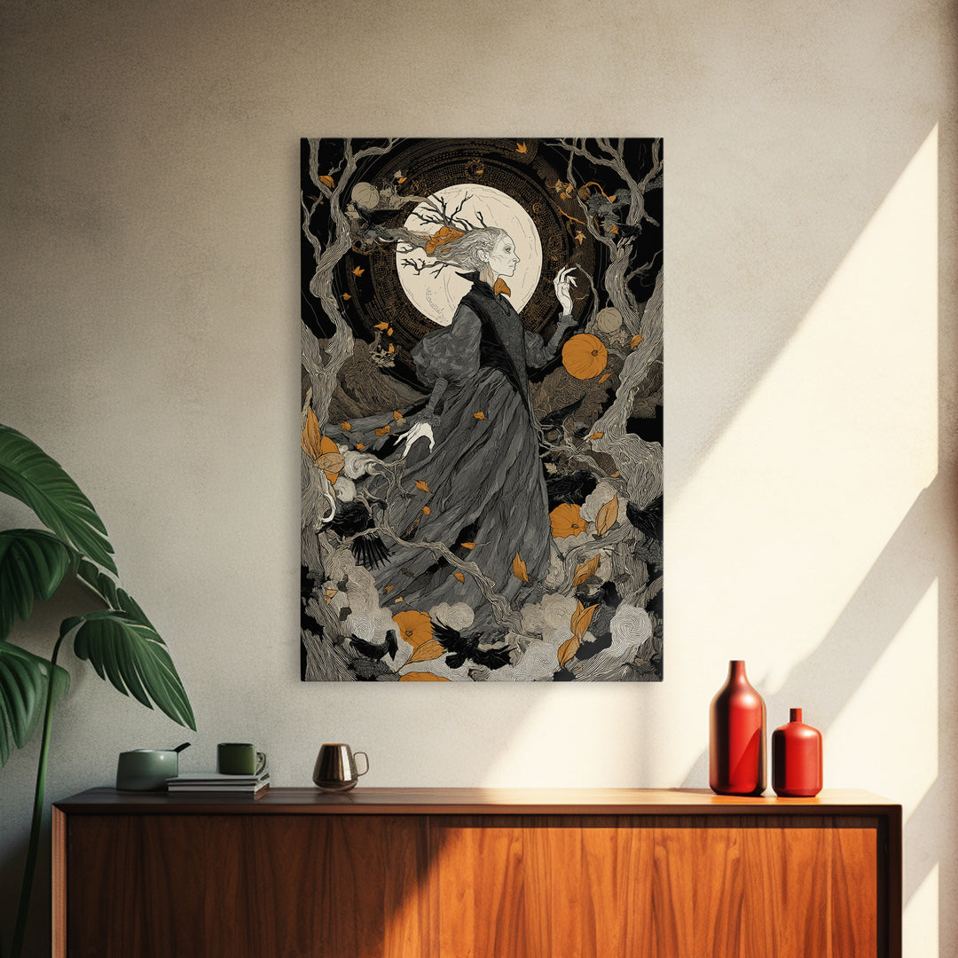 The Orchard Hag, Vertical Wall Art, Dark Halloween Decor, Canvas Print, Halloween Wall Decor, Gothic Home Decor, Collectible Wall Decor