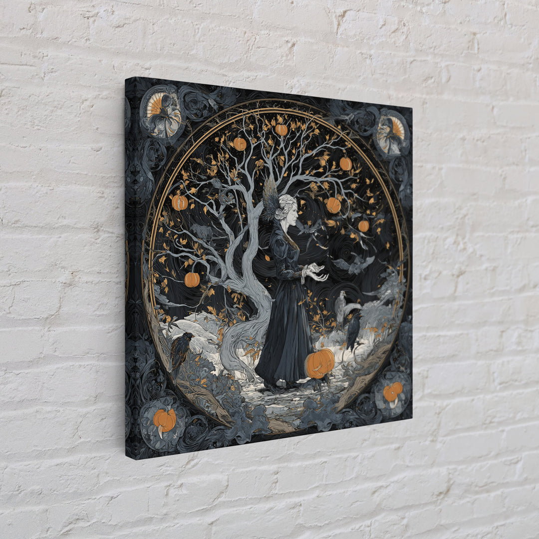 The Orchard Hag, Square Wall Art, Macabre Wall Art, Framed Canvas Print, Halloween Wall Decor, Gothic Home Decor, Statement Wall Art