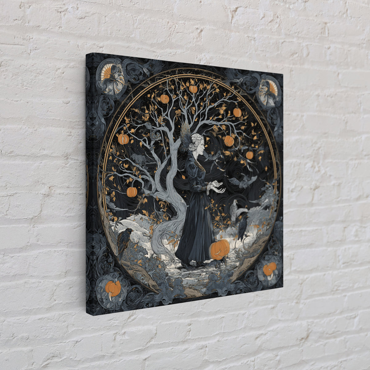 The Orchard Hag, Square Wall Art, Macabre Wall Art, Framed Canvas Print, Halloween Wall Decor, Gothic Home Decor, Statement Wall Art