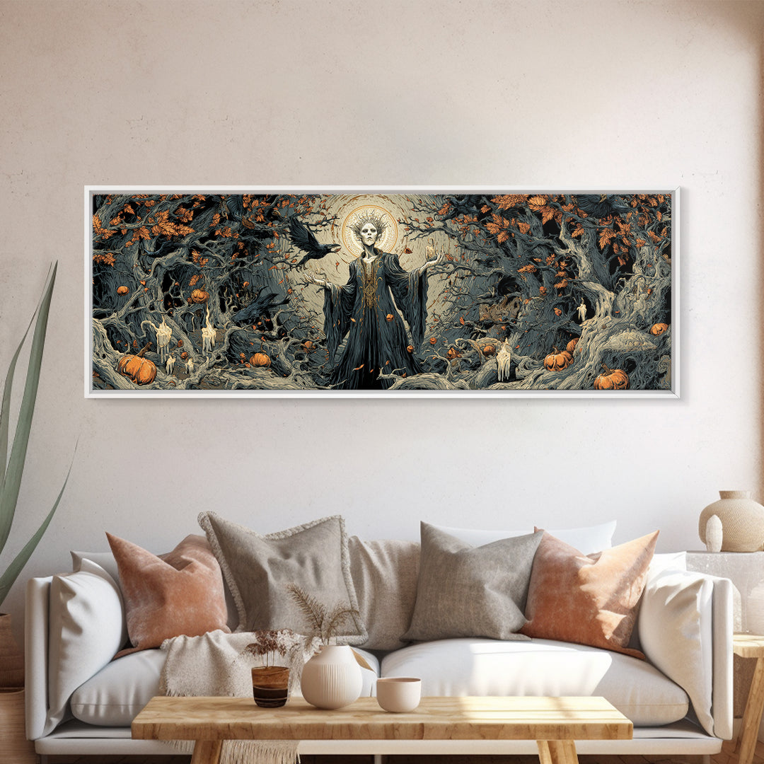 The Orchard Hag, Extra Wide Wall Art, Gothic Horror Wall Art, Framed Canvas Print, Halloween Wall Decor, Gothic Home Decor, Macabre Wall Art