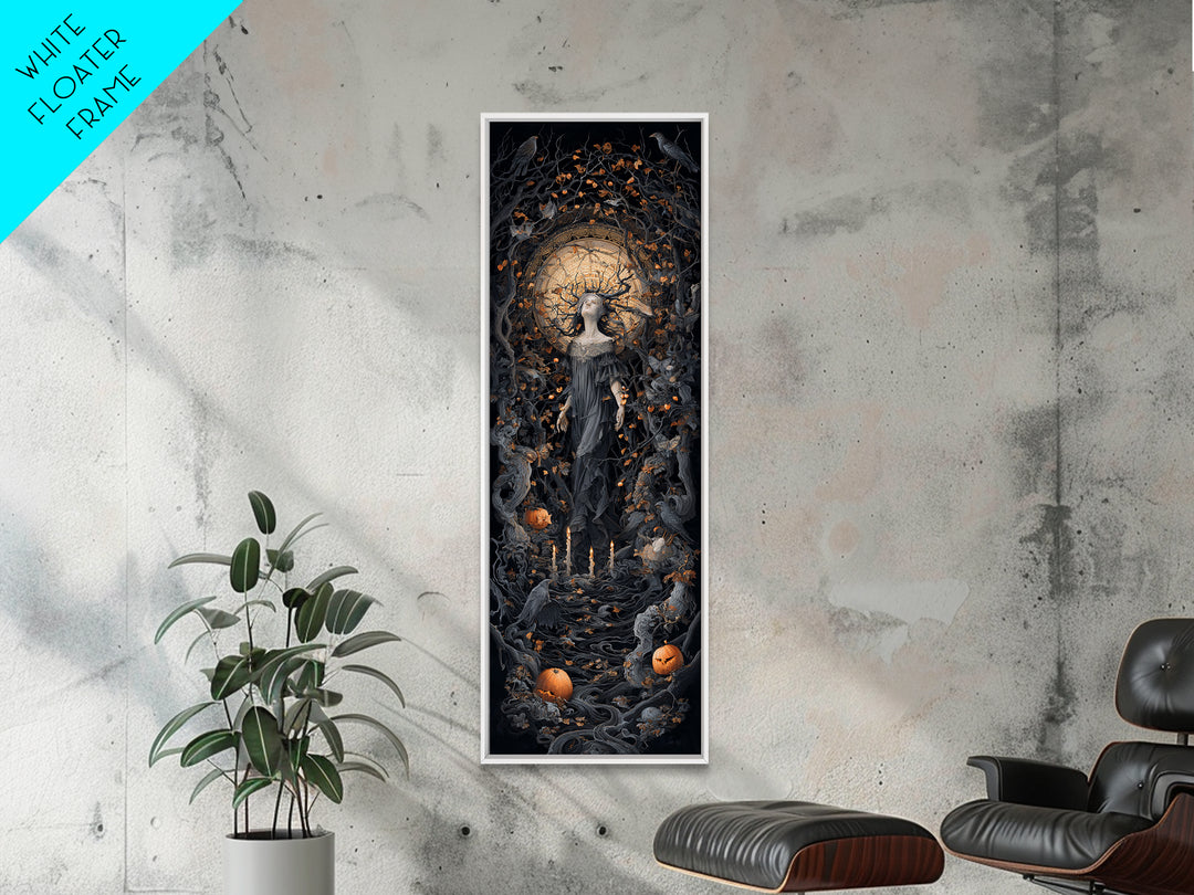 The Orchard Hag, Tall Narrow Wall Art, Macabre Wall Art, Framed Canvas Print, Halloween Wall Decor, Gothic Home Decor, Spooky Wall Decor