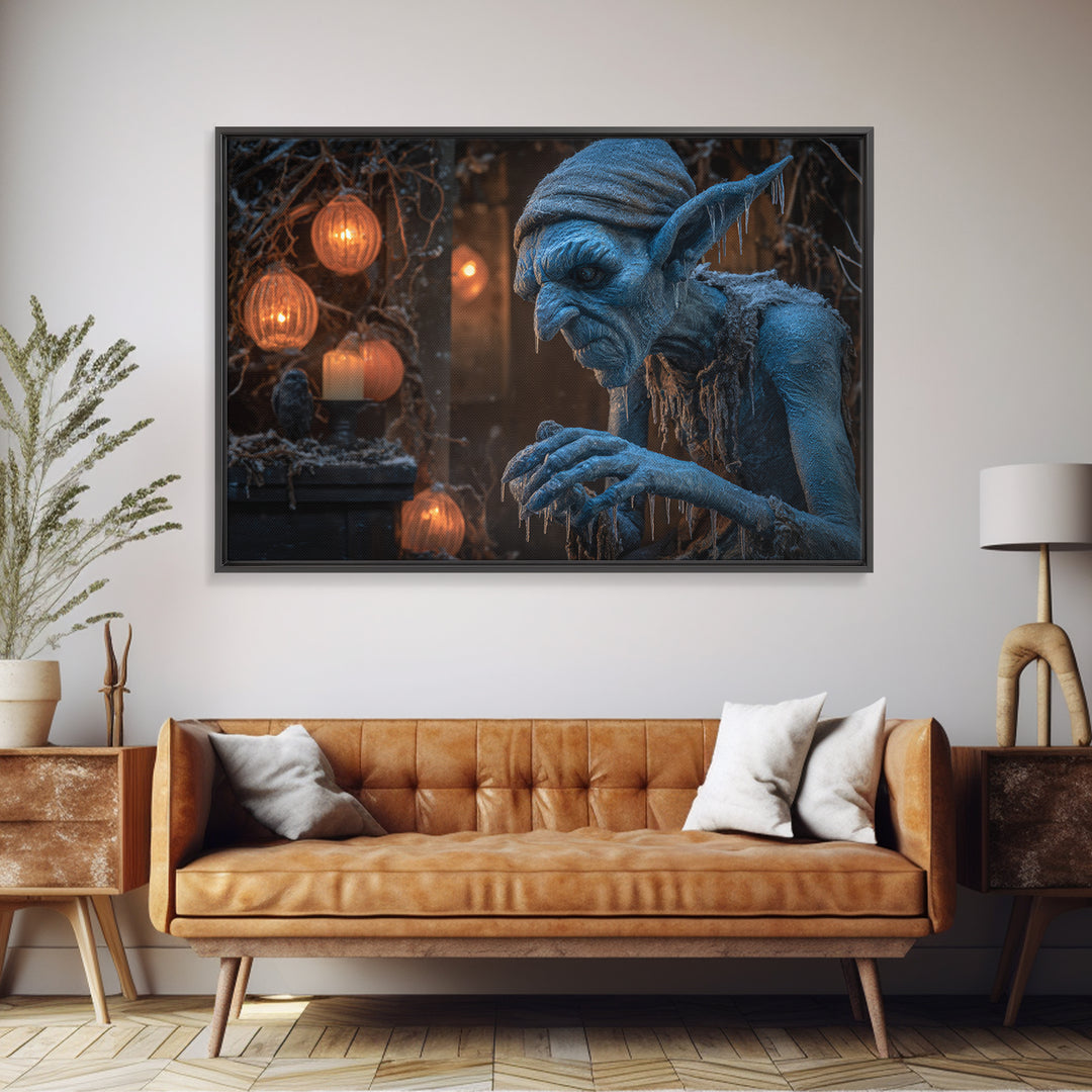 The Frost Goblin, Landscape Wall Art, Dark Fantasy Wall Art, Canvas Print, Halloween Wall Decor, Gothic Home Decor, Spooky Wall Decor
