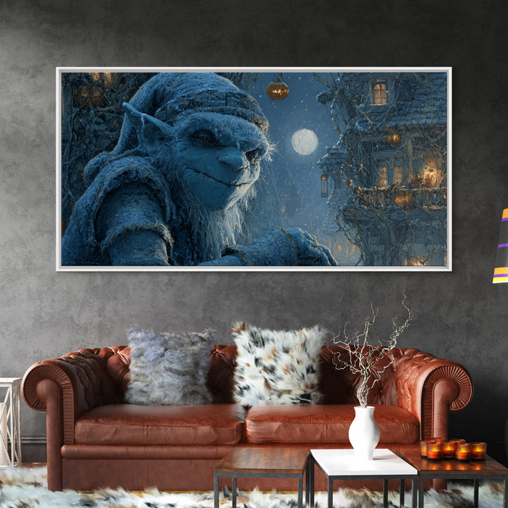 The Frost Goblin, Wide Panoramic Art, Dark Halloween Decor, Canvas Print, Halloween Wall Decor, Gothic Home Decor, Collectible Wall Decor