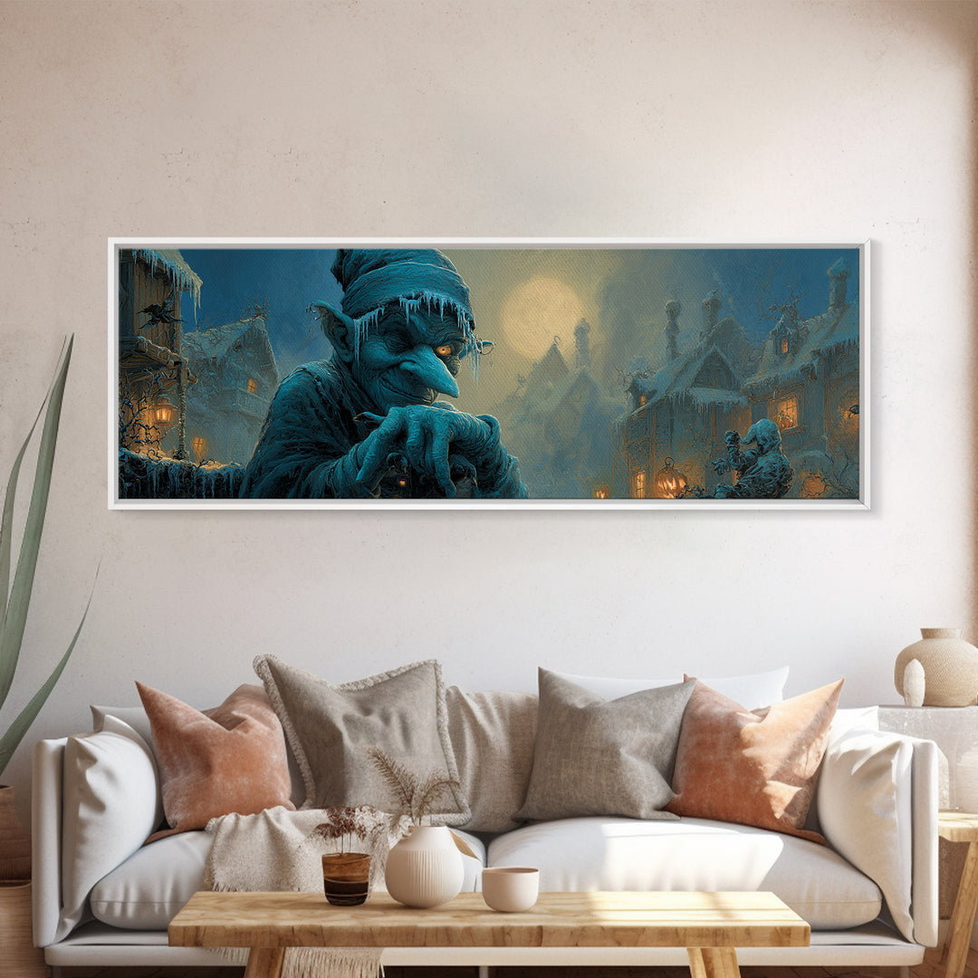 The Frost Goblin, Extra Wide Wall Art, Spooky Home Decor, Canvas Print, Halloween Wall Decor, Gothic Home Decor, Horror Wall Art