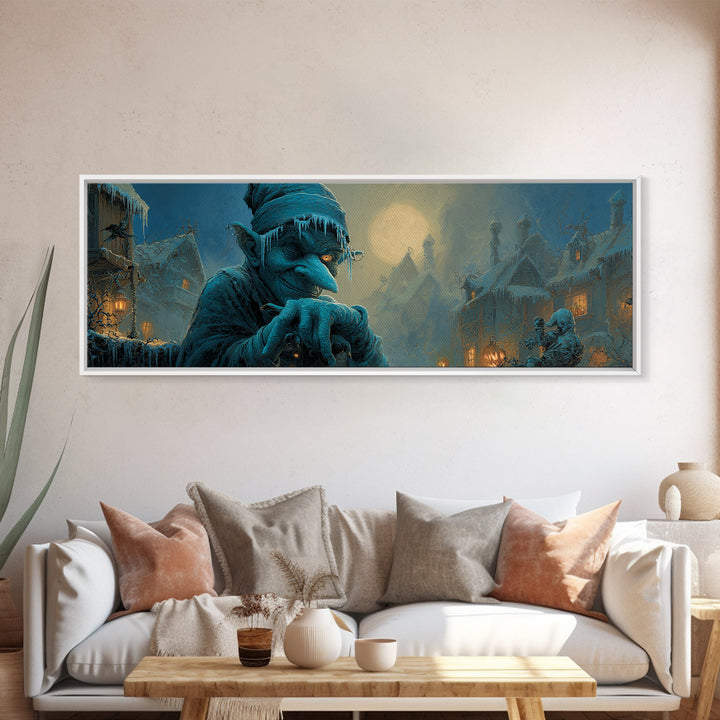 The Frost Goblin, Extra Wide Wall Art, Spooky Home Decor, Canvas Print, Halloween Wall Decor, Gothic Home Decor, Horror Wall Art