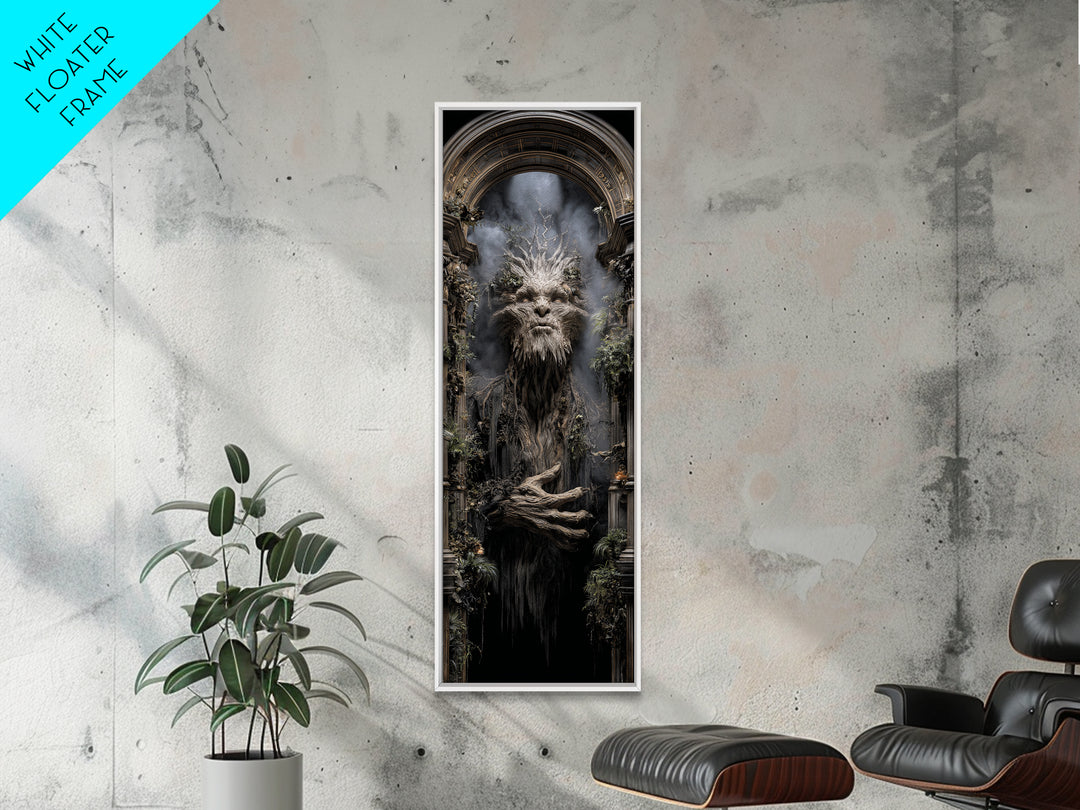 The Hollow-Tree Monster, Tall Narrow Wall Art, Dark Fantasy Wall Art, Canvas Print, Halloween Wall Decor, Gothic Home Decor