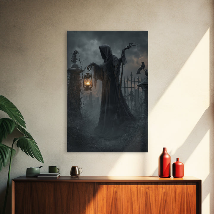 The Crossroads Spirit, Vertical Wall Art, Haunted Gothic Art, Framed Canvas Print, Halloween Wall Decor, Gothic Home Decor
