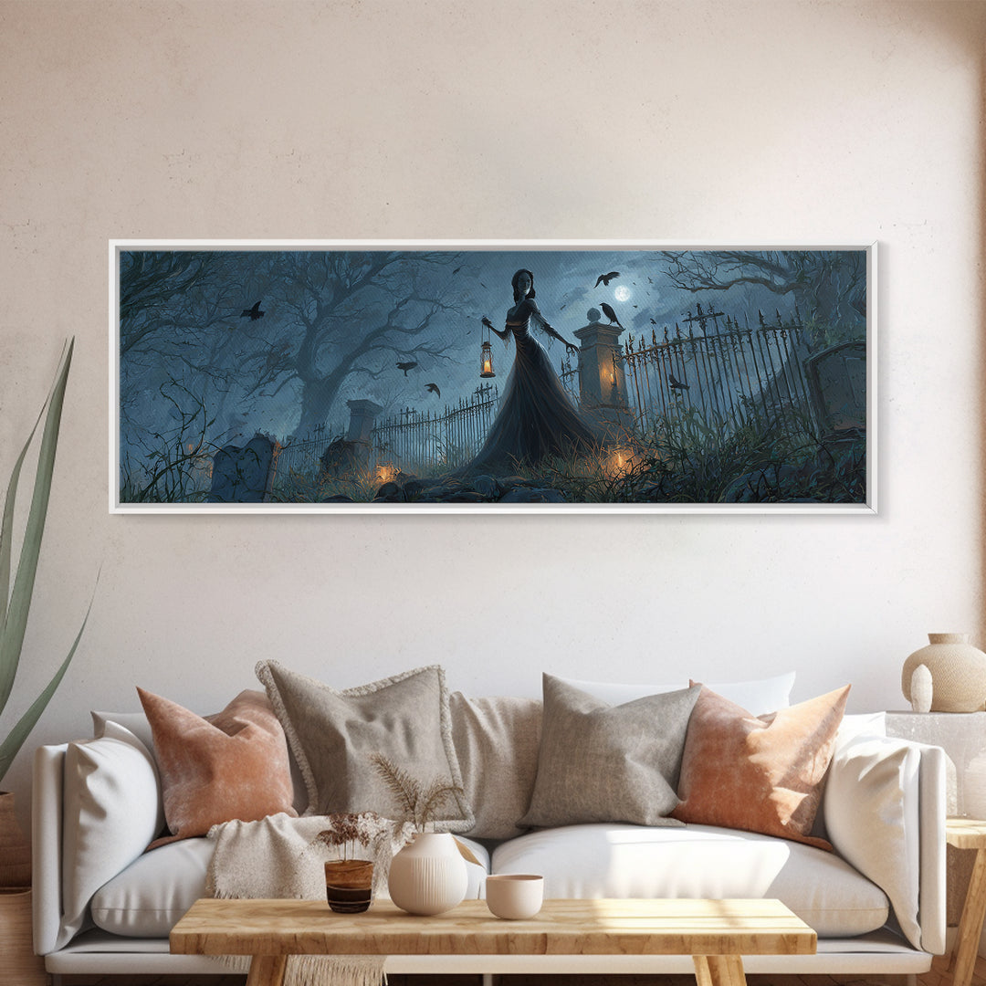 The Crossroads Spirit, Extra Wide Wall Art, Haunted Gothic Art, Framed Canvas Print, Halloween Wall Decor, Gothic Home Decor