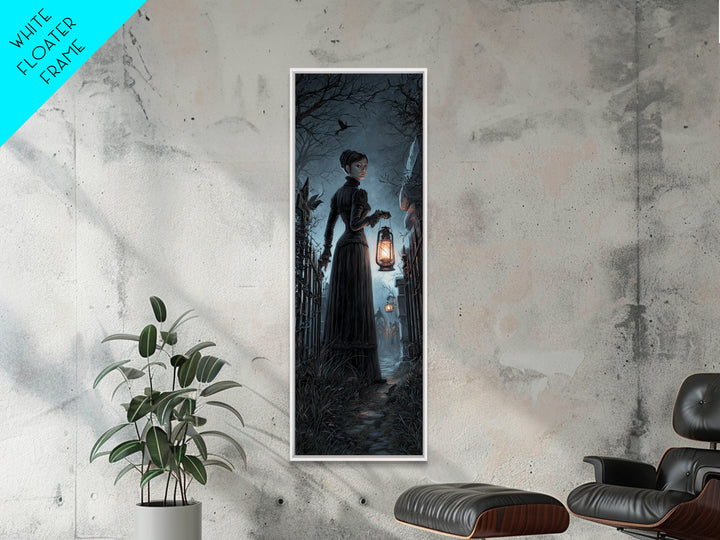 The Crossroads Spirit, Tall Narrow Wall Art, Gothic Horror Wall Art, Framed Canvas Print, Halloween Wall Decor, Gothic Home Decor