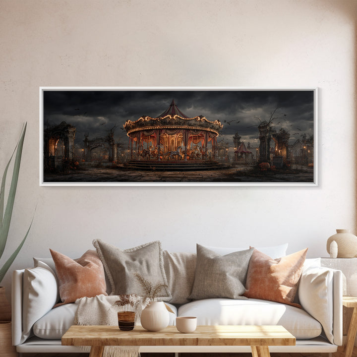 The Abandoned Carnival, Extra Wide Wall Art, Dark Fantasy Wall Art, Canvas Print, Halloween Wall Decor, Gothic Home Decor