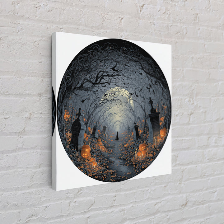 The Moonlit Cemetery, Square Wall Art, Haunted Gothic Art, Framed Canvas Print, Halloween Wall Decor, Gothic Home Decor, Horror Wall Art