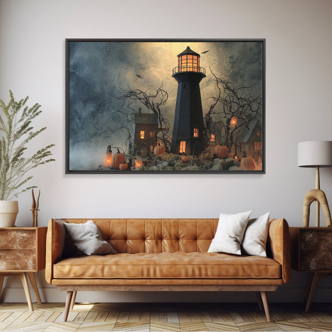 The Cursed Lighthouse, Landscape Wall Art, Dark Fantasy Wall Art, Canvas Print, Halloween Wall Decor, Gothic Home Decor, Horror Wall Art
