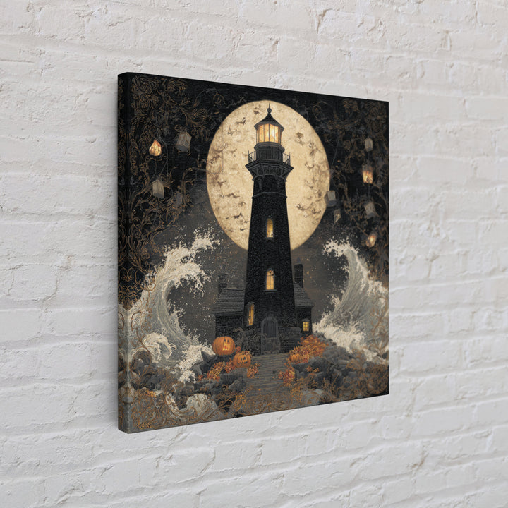 The Cursed Lighthouse, Square Wall Art, Haunted Gothic Art, Framed Canvas Print, Halloween Wall Decor, Gothic Home Decor, Dark Fantasy Art