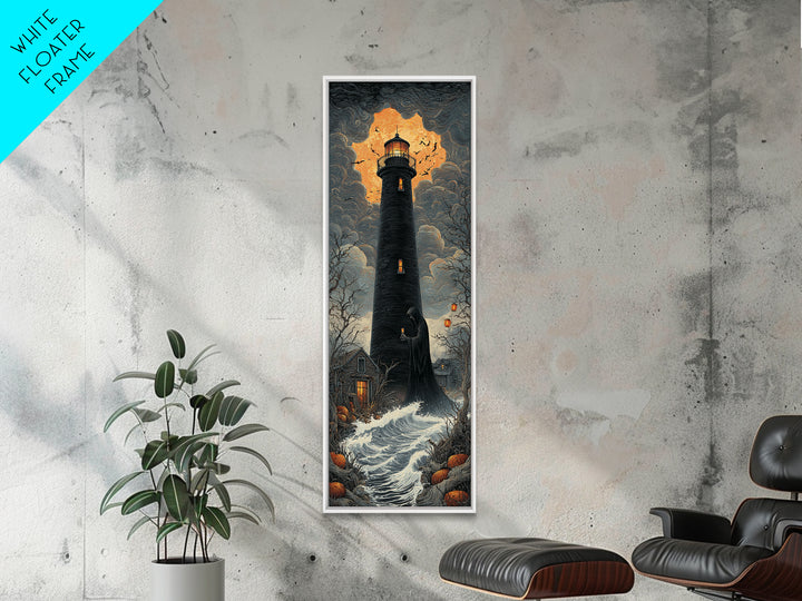 The Cursed Lighthouse, Tall Narrow Wall Art, Dark Halloween Decor, Canvas Print, Halloween Wall Decor, Gothic Home Decor, Dark Fantasy Art