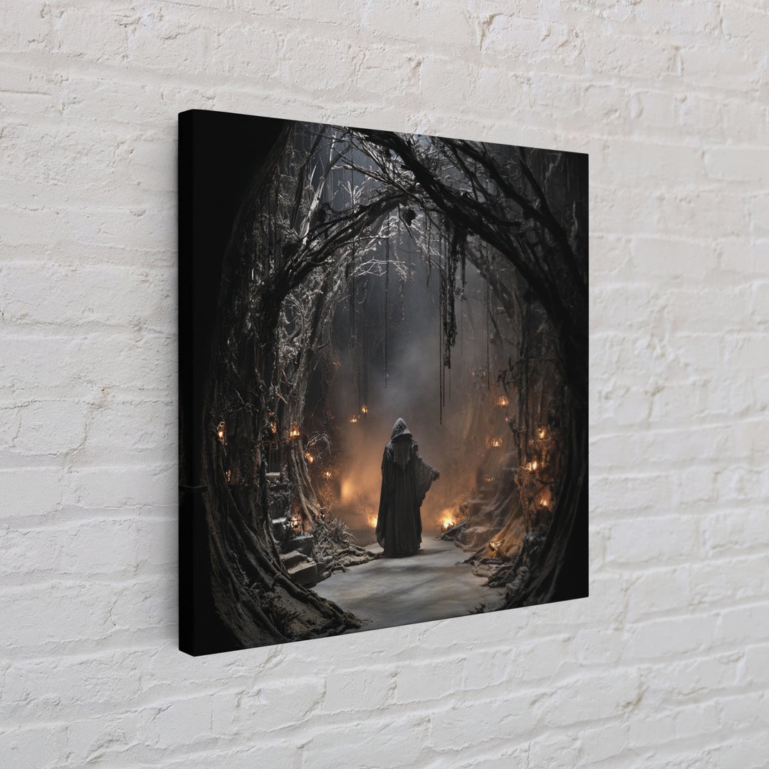 The Witch'S Forest, Square Wall Art, Dark Fantasy Wall Art, Canvas Print, Halloween Wall Decor, Gothic Home Decor, Macabre Wall Art