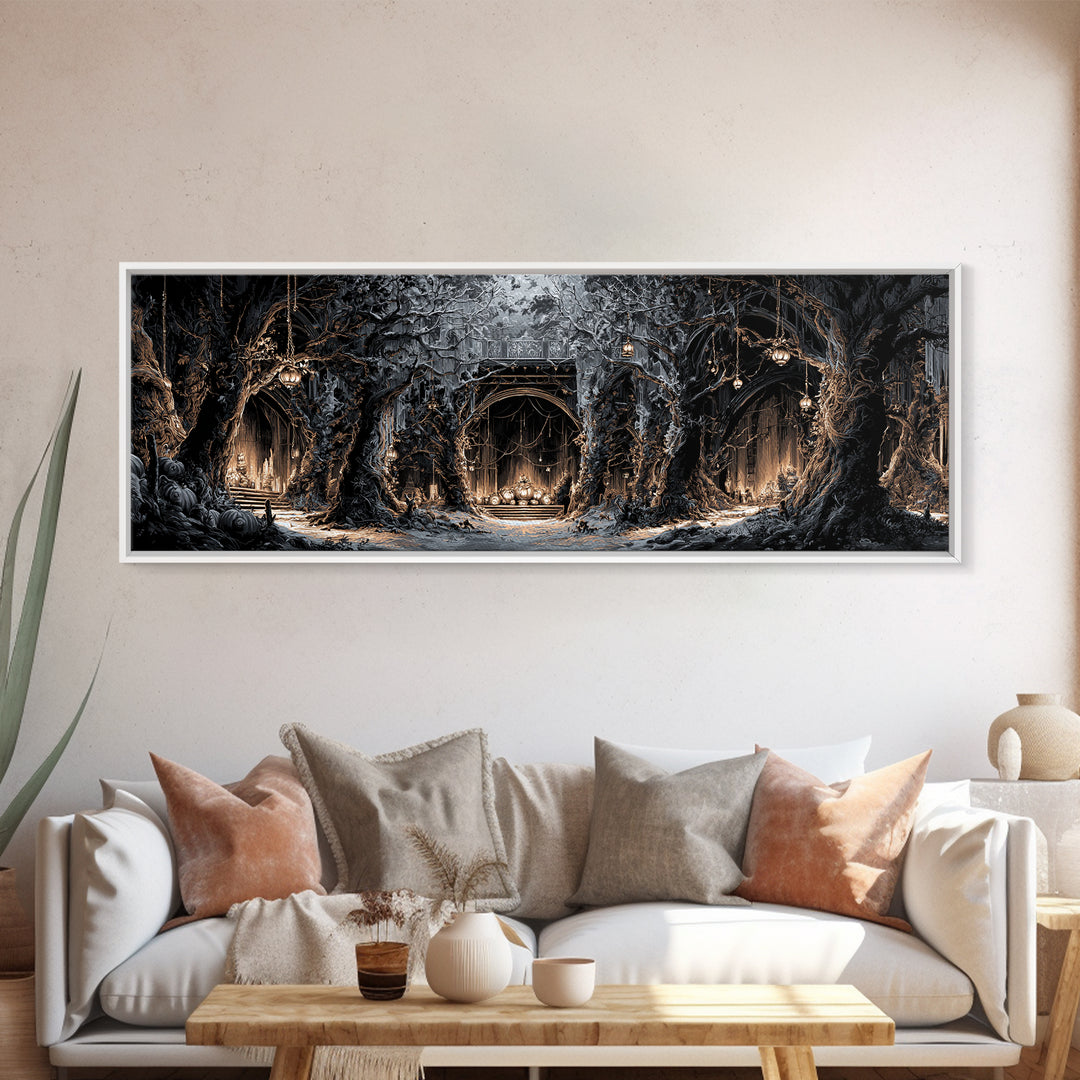 The Witch'S Forest, Extra Wide Wall Art, Dark Halloween Decor, Canvas Print, Halloween Wall Decor, Gothic Home Decor, Macabre Wall Art