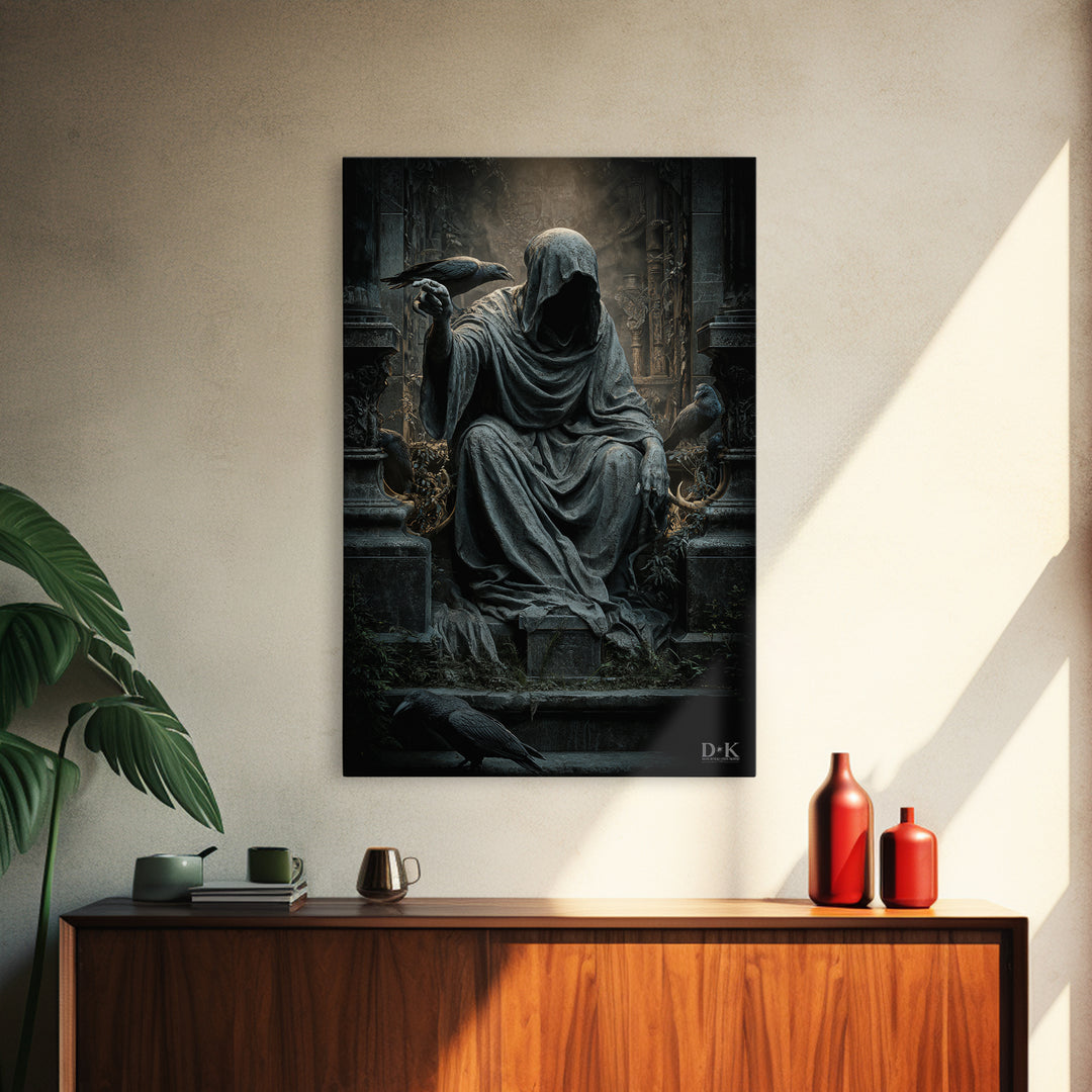 The Forgotten Crypt, Vertical Wall Art, Macabre Wall Art, Framed Canvas Print, Halloween Wall Decor, Gothic Home Decor, Seasonal Home Decor