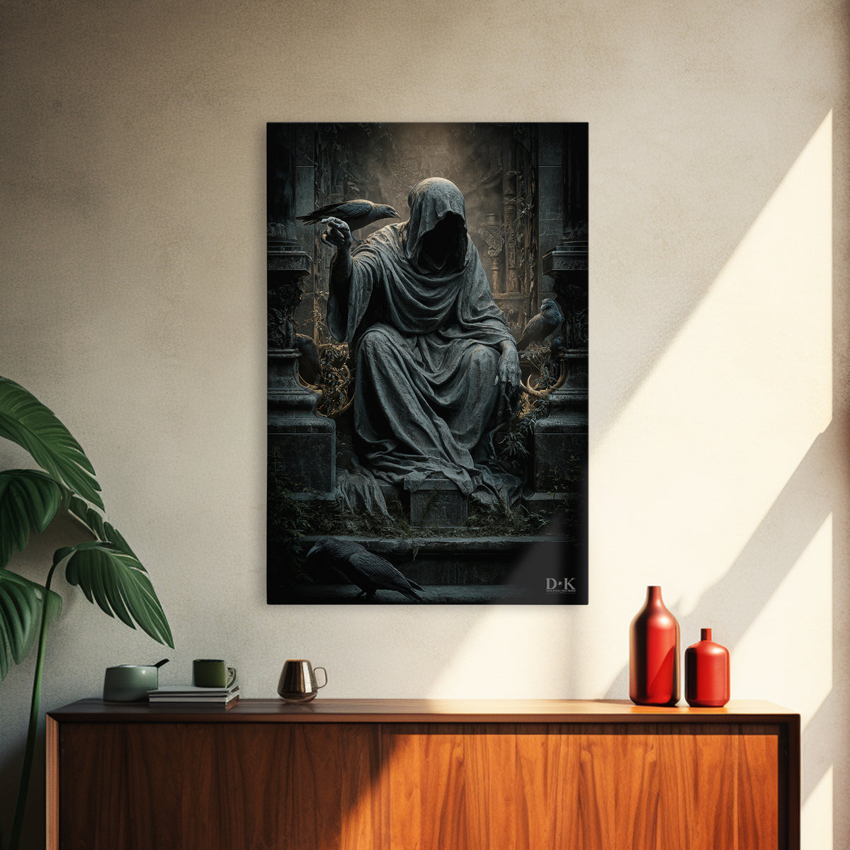 The Forgotten Crypt, Vertical Wall Art, Macabre Wall Art, Framed Canvas Print, Halloween Wall Decor, Gothic Home Decor, Seasonal Home Decor