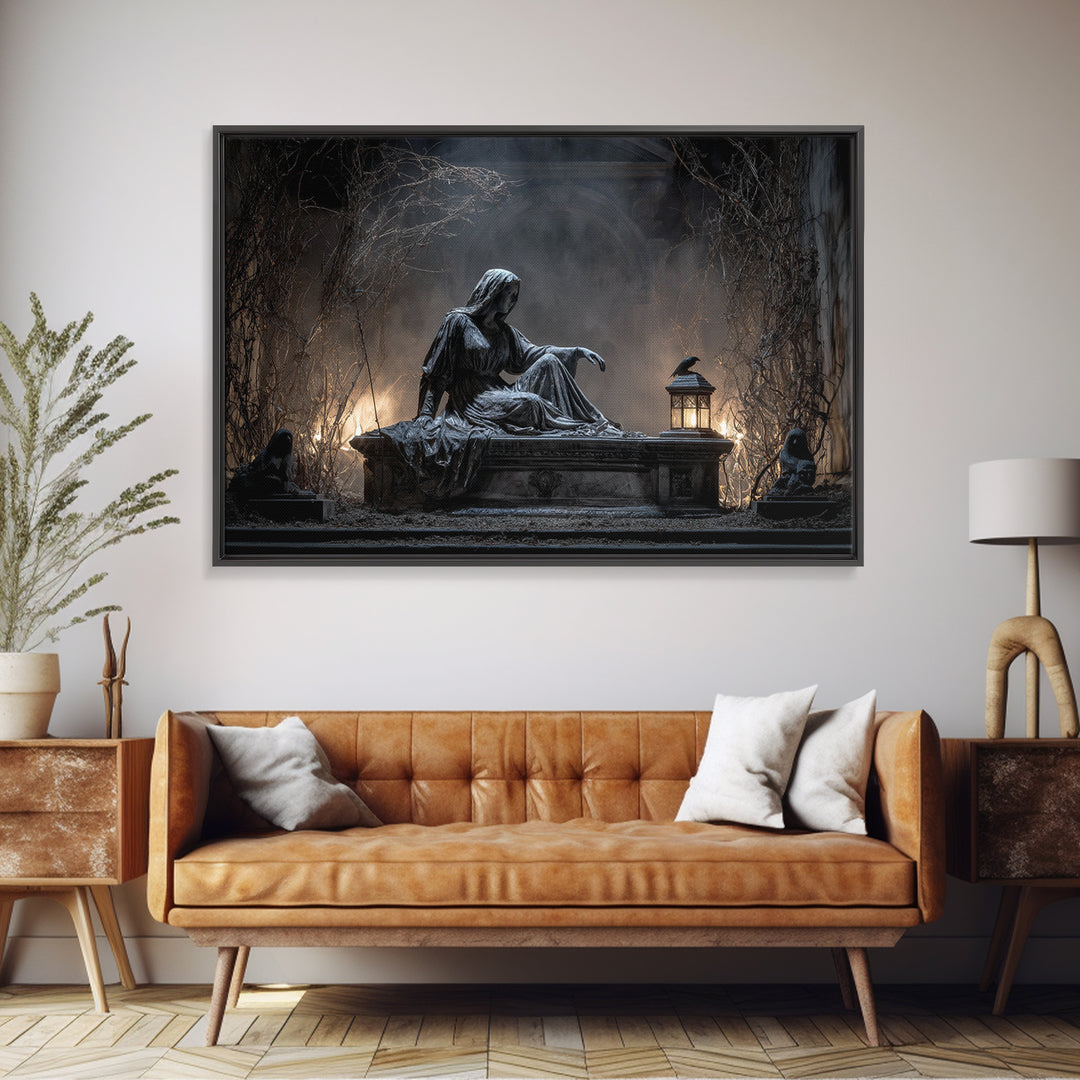 The Forgotten Crypt, Landscape Wall Art, Spooky Home Decor, Canvas Print, Halloween Wall Decor, Gothic Home Decor, Statement Wall Art