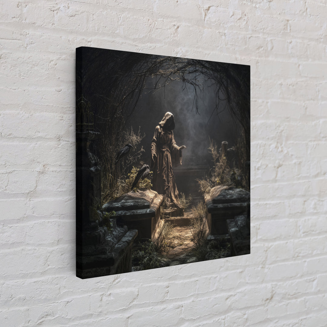 The Forgotten Crypt, Square Wall Art, Dark Halloween Decor, Canvas Print, Halloween Wall Decor, Gothic Home Decor, Horror Wall Art