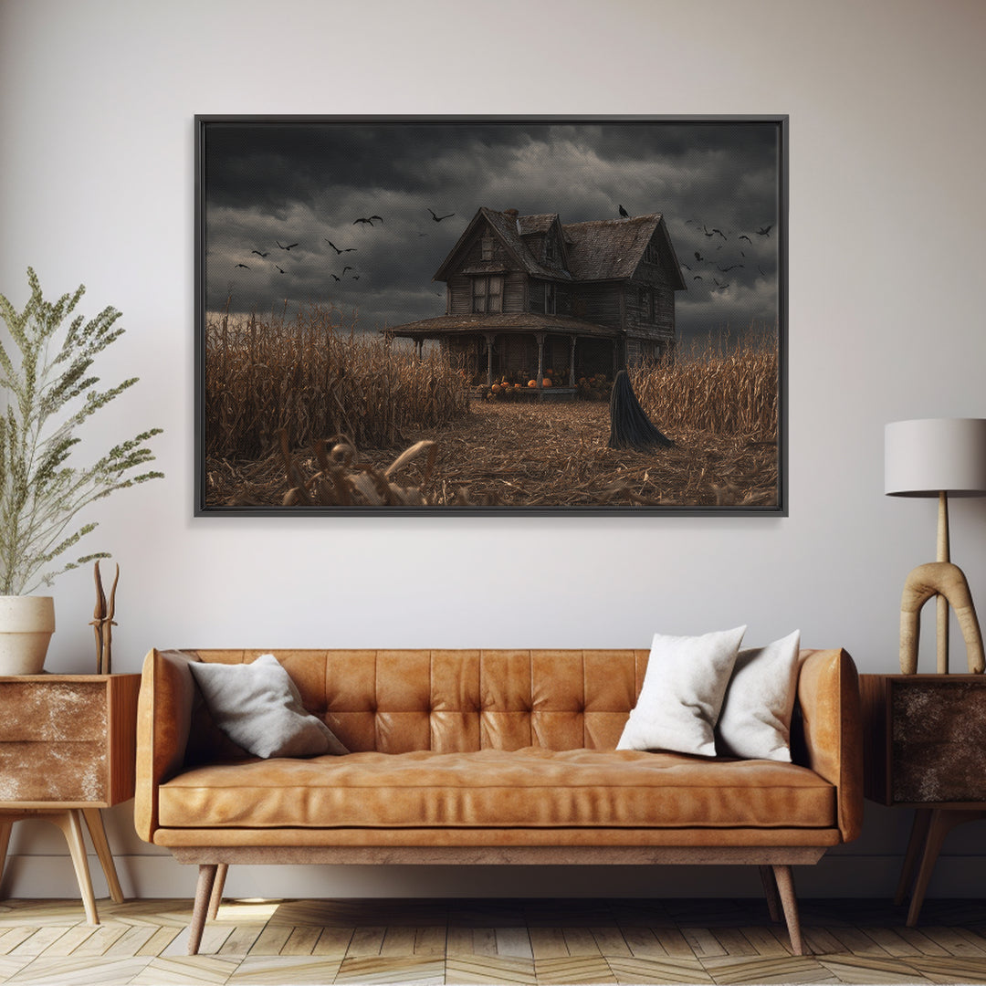 The Possessed Farmhouse, Landscape Wall Art, Dark Halloween Decor, Canvas Print, Halloween Wall Decor, Gothic Home Decor, Macabre Wall Art