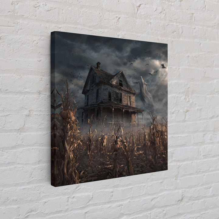 The Possessed Farmhouse, Square Wall Art, Gothic Horror Wall Art, Framed Canvas Print, Halloween Wall Decor, Gothic Home Decor