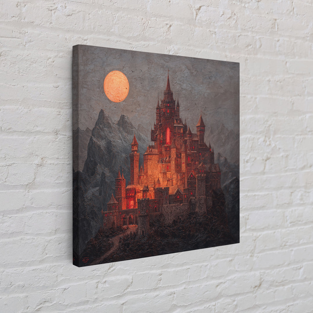 The Vampire Castle, Square Wall Art, Spooky Home Decor, Canvas Print, Halloween Wall Decor, Gothic Home Decor, Dark Fantasy Art