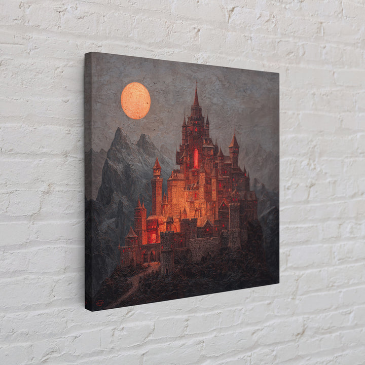 The Vampire Castle, Square Wall Art, Spooky Home Decor, Canvas Print, Halloween Wall Decor, Gothic Home Decor, Dark Fantasy Art