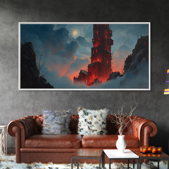 The Vampire Castle, Wide Panoramic Art, Dark Halloween Decor, Canvas Print, Halloween Wall Decor, Gothic Home Decor, Halloween Wall Art