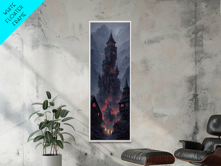 The Vampire Castle, Tall Narrow Wall Art, Spooky Home Decor, Canvas Print, Halloween Wall Decor, Gothic Home Decor, Halloween Wall Art