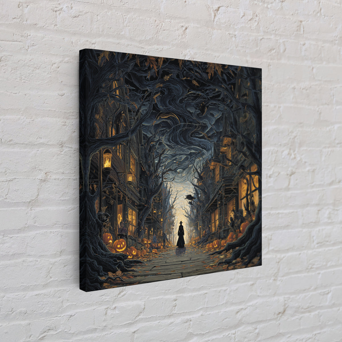 The Ghost Town Main Street, Square Wall Art, Spooky Home Decor, Canvas Print, Halloween Wall Decor, Gothic Home Decor