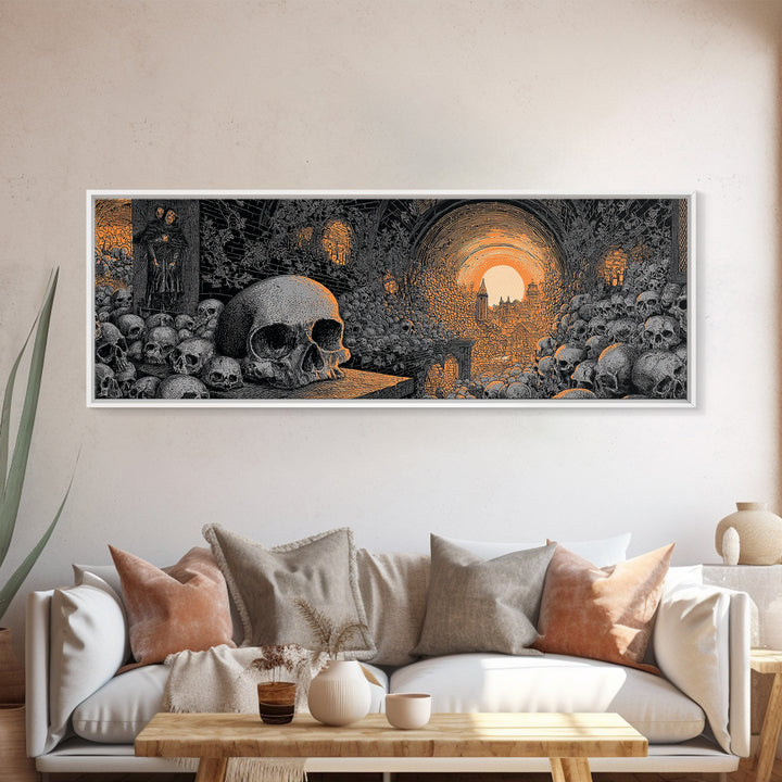 The Endless Catacombs, Extra Wide Wall Art, Dark Halloween Decor, Canvas Print, Halloween Wall Decor, Gothic Home Decor
