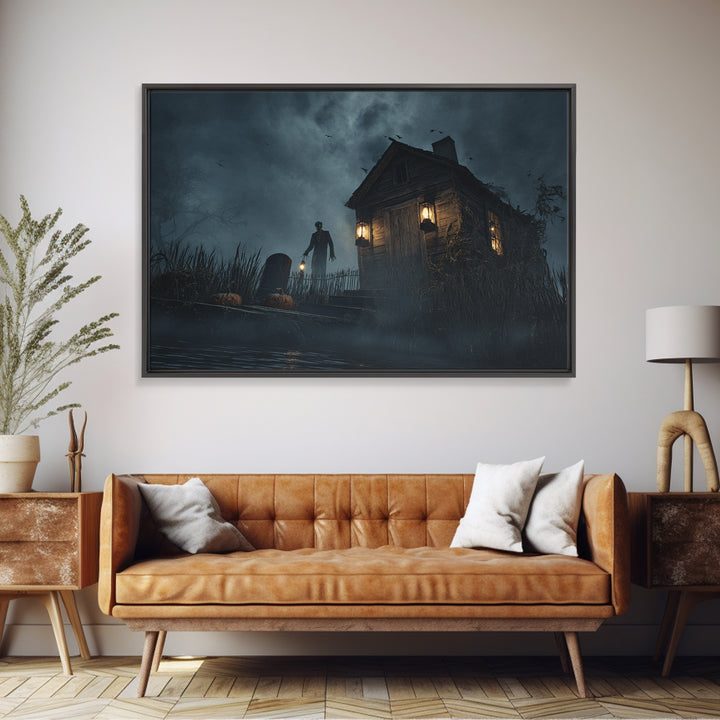 The Foggy Swamp Shack, Landscape Wall Art, Spooky Home Decor, Canvas Print, Halloween Wall Decor, Gothic Home Decor, Horror Wall Art