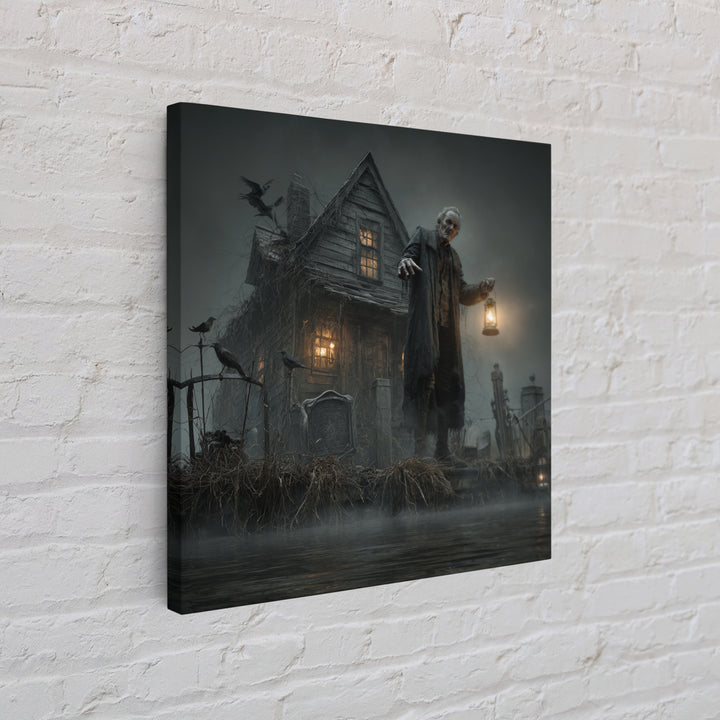 The Foggy Swamp Shack, Square Wall Art, Haunted Gothic Art, Framed Canvas Print, Halloween Wall Decor, Gothic Home Decor, Spooky Wall Decor