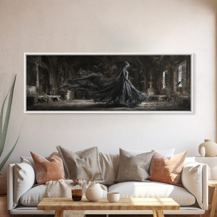 The Derelict Asylum, Extra Wide Wall Art, Spooky Home Decor, Canvas Print, Halloween Wall Decor, Gothic Home Decor, Collectible Wall Decor