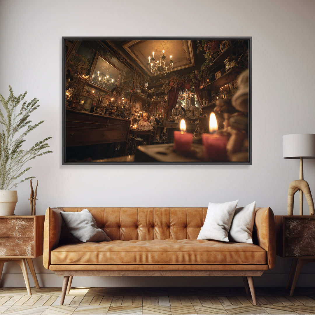The Midnight Antique Shop, Landscape Wall Art, Dark Halloween Decor, Canvas Print, Halloween Wall Decor, Gothic Home Decor