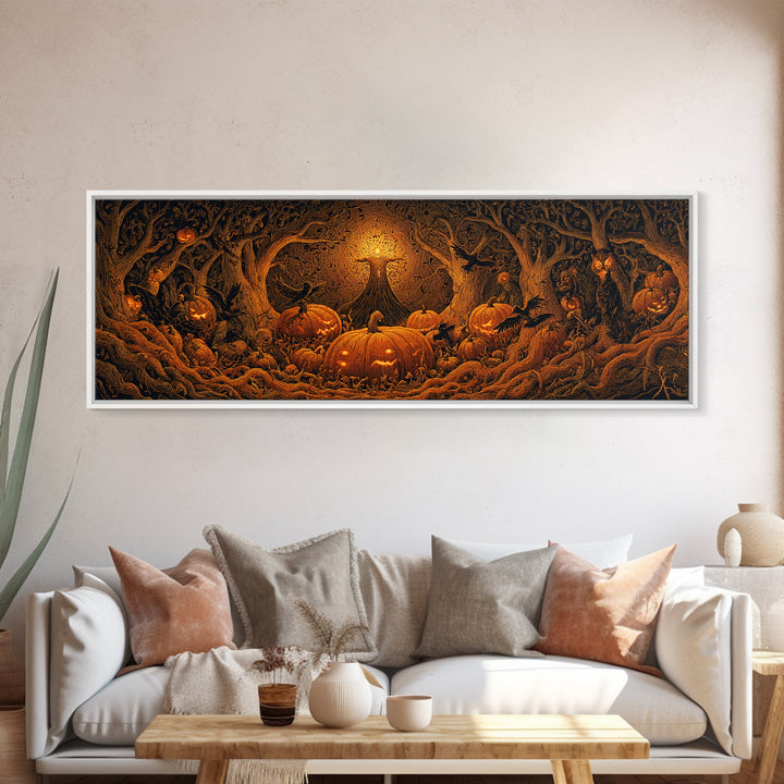 The Pumpkin Patch Maze, Extra Wide Wall Art, Spooky Home Decor, Canvas Print, Halloween Wall Decor, Gothic Home Decor