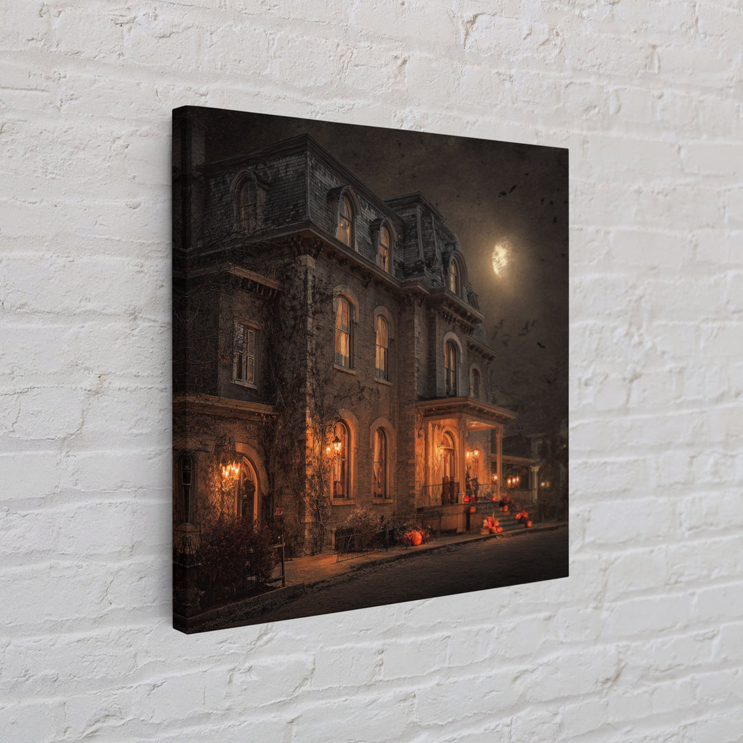 The Haunted Hotel, Square Wall Art, Haunted Gothic Art, Framed Canvas Print, Halloween Wall Decor, Gothic Home Decor, Horror Wall Art
