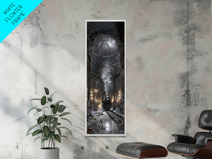 The Abandoned Train Station, Tall Narrow Wall Art, Gothic Horror Wall Art, Framed Canvas Print, Halloween Wall Decor, Gothic Home Decor