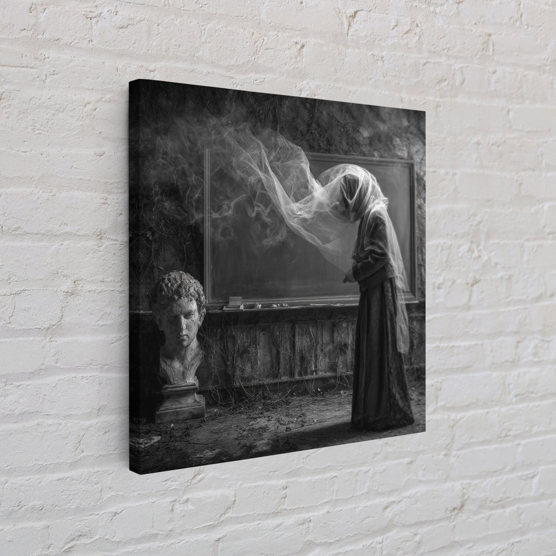 The Silent Schoolhouse, Square Wall Art, Gothic Horror Wall Art, Framed Canvas Print, Halloween Wall Decor, Gothic Home Decor
