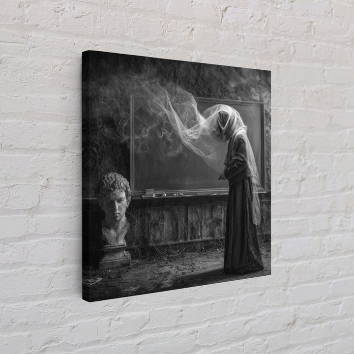 The Silent Schoolhouse, Square Wall Art, Gothic Horror Wall Art, Framed Canvas Print, Halloween Wall Decor, Gothic Home Decor